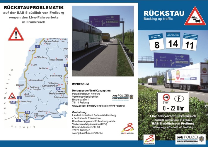 POL-FR: Franz&ouml;sischer Feiertag am 08.05.2017 mit Fahrverbot f&uuml;r Lkw - Auswirkungen in Deutschland - Informationen des Polizeipr&auml;sidiums Freiburg