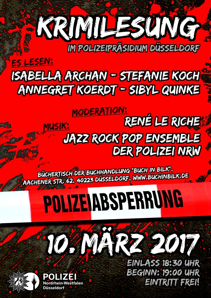 POL-D: Veranstaltungshinweis - Krimilesung im Polizeipräsidium -  Plakat hängt als Datei an