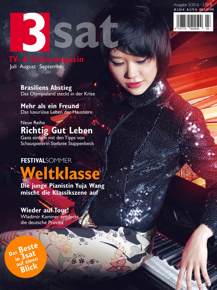 Fantastischer Auftritt / Ein Porträt der Pianistin Yuja Wang im neuen "3sat TV- & Kulturmagazin" / Das Magazin mit dem Besten aus 3sat von Juli bis September / ab 17. Juni im Handel erhältlich 