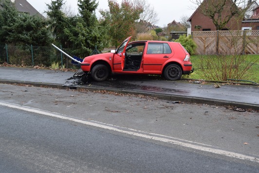 POL-STH: Fahranfänger unter Alkoholeinfluß verursacht Verkehrsunfall