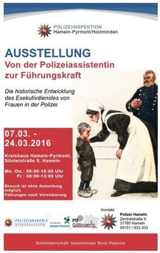 POL-HM: Ausstellung "Von der Polizeiassistentin zur Führungskraft" im Kreishaus Hameln-Pyrmont / Führungen für Schulklassen