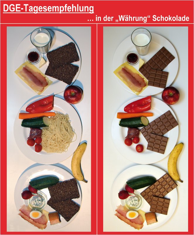 Offizielle Ernährungsempfehlung: 5 Tafeln Schokolade pro Tag in Form