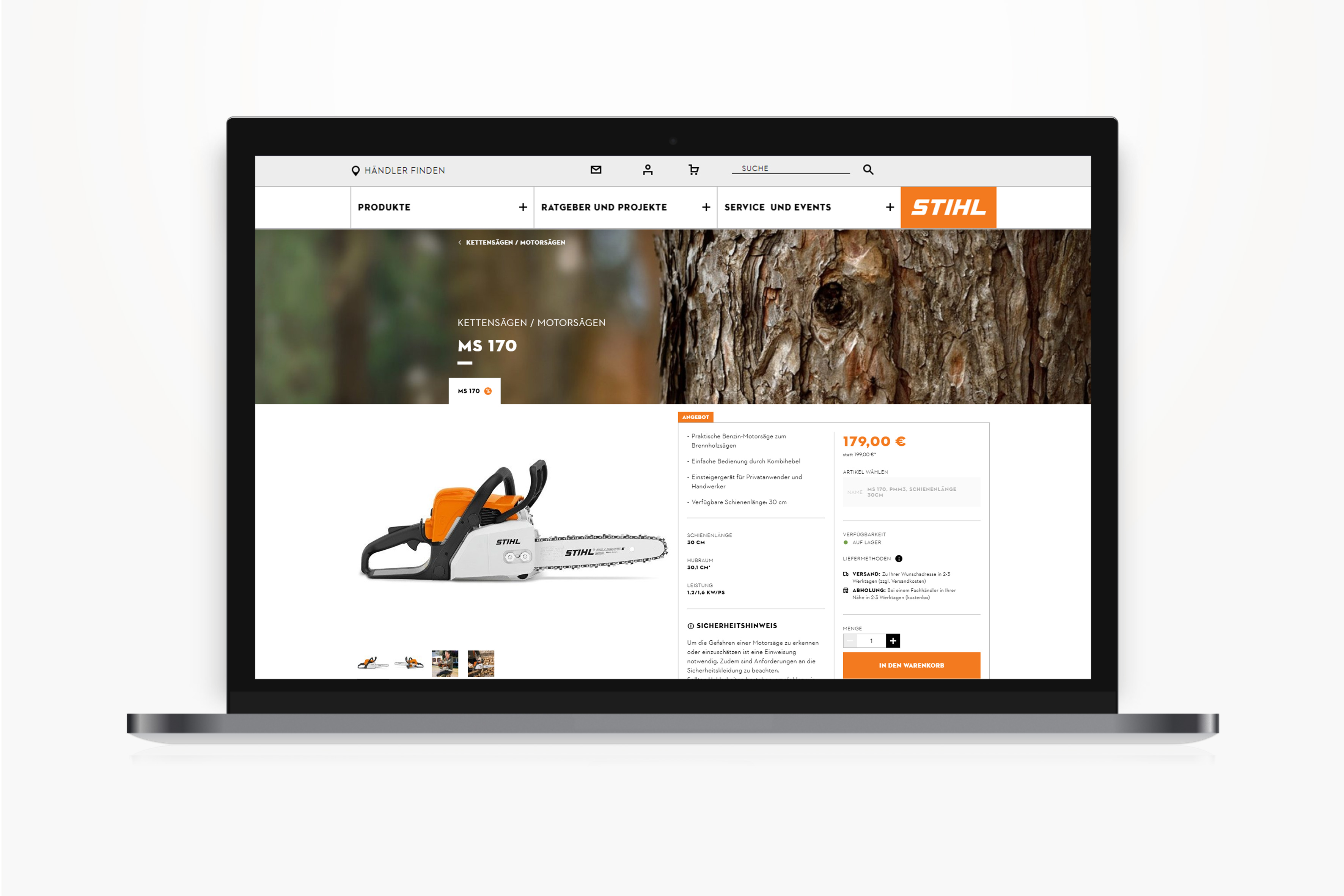 Image of Stihl website