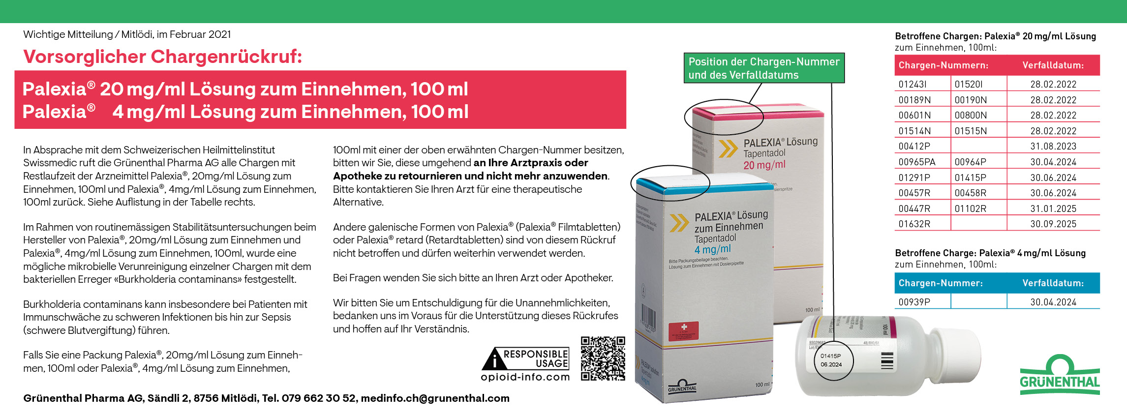 Palexia bestellung