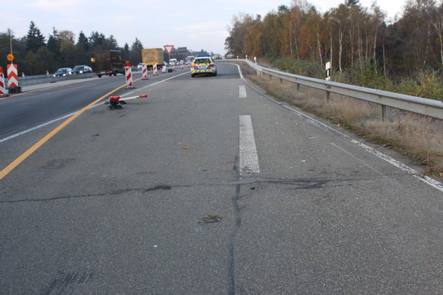 POL-PDKL: A6/Ramstein-Miesenbach, Unfall im Baustellenbereich, Zeugen gesucht