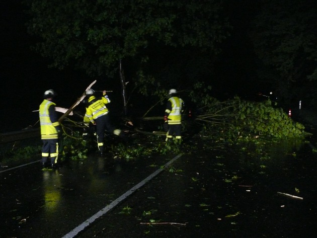 POL-DN: Witterungsbedingte Einsätze im Kreis Düren: Baum stürzt auf Pkw - eine Person schwer verletzt