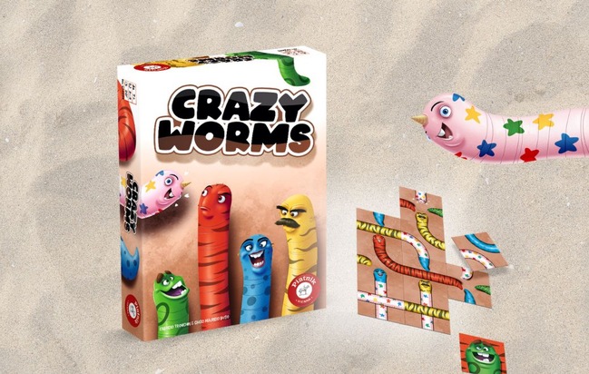 Crazy Worms: Auf die Würmer, fertig, los! Amüsantes Plättchen-Legespiel für die ganze Familie von Piatnik
