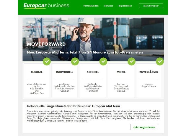 Europcar erweitert Mid Term Produktfamilie um Pkw:  Flexible Langzeitmiete für Unternehmen jeder Größe
