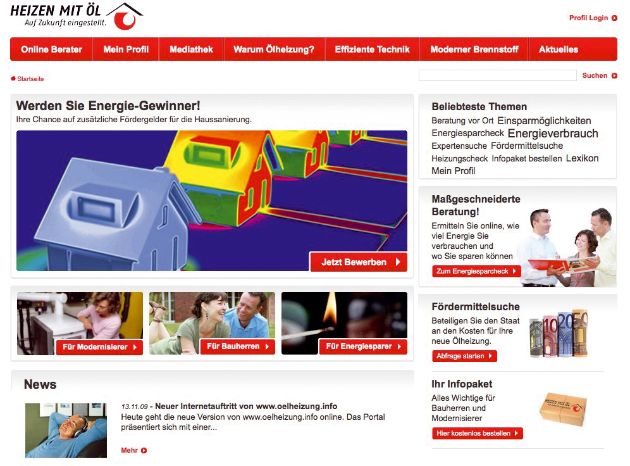 Neues Serviceportal - Onlineberatung für effizientes Heizen: www.oelheizung.info (mit Bild)