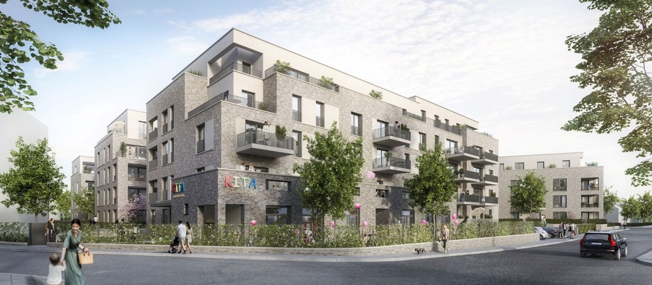 Spatenstich f&uuml;r gef&ouml;rdertes Wohnhaus mit Kita in Hofheim am Taunus &ndash; Instone und HWB starten Bau an der Homburger Stra&szlig;e