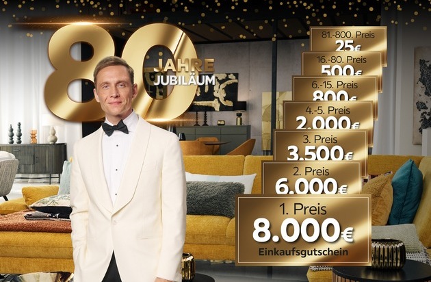 XXXLutz Deutschland: 80 Jahre XXXLutz: 80.000 Euro warten beim Jubiläumsgewinnspiel auf 800 Gewinnerinnen und Gewinner!