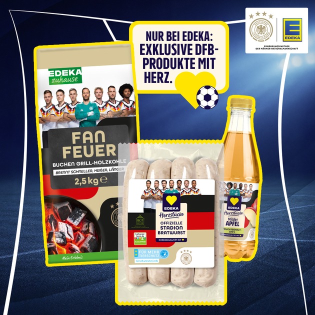 Exklusiv im Lebensmitteleinzelhandel: EDEKA startet als Ern&auml;hrungspartner der M&auml;nner-Nationalmannschaft die gro&szlig;e WM-Offensive