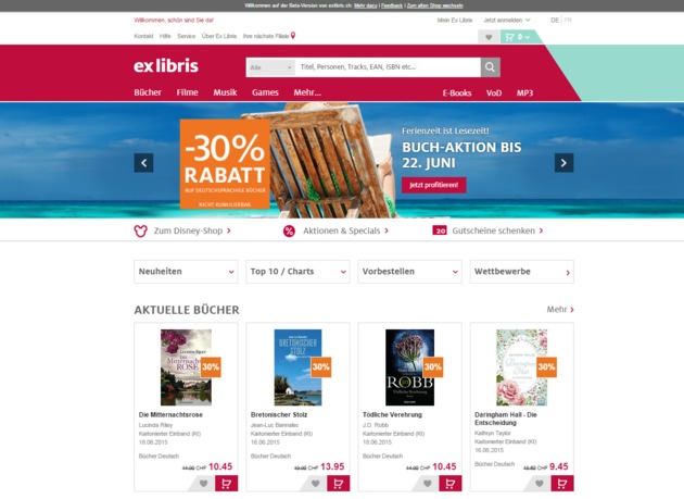 Ex Libris mit neuem Online-Shop und Auftritt