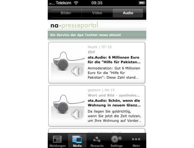 dpa-Tochter news aktuell launcht iPhone-App für Presseportal.de (mit Bild)