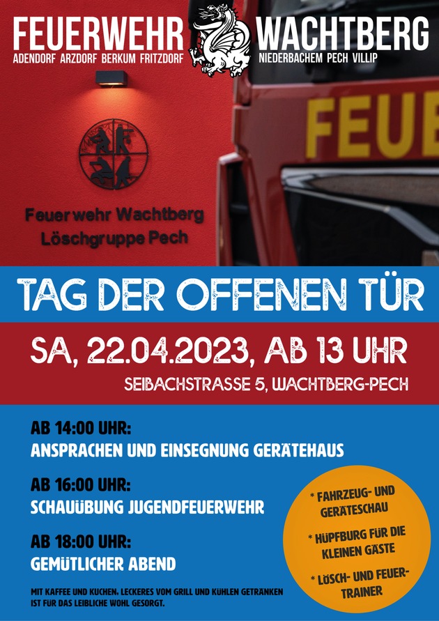 FW Wachtberg: Einladung zum Tag der offenen Tür der Löschgruppe Pech