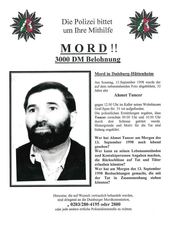 POL-DU: Hüttenheim: Mordermittler rollen Duisburger Cold Case auf - Wer erschoss vor 24 Jahren Ahmet Tuncer?