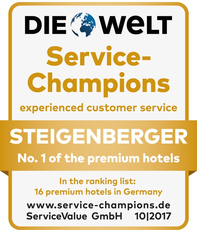 press release: &quot;Steigenberger Hotels and Resorts rewarded with a gold medal - Service Champion award for the sixth time in a row&quot;