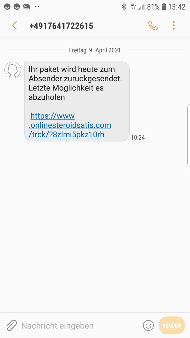 POL-ME: Polizei warnt vor Fake-SMS - Kreis Mettmann - 2104034