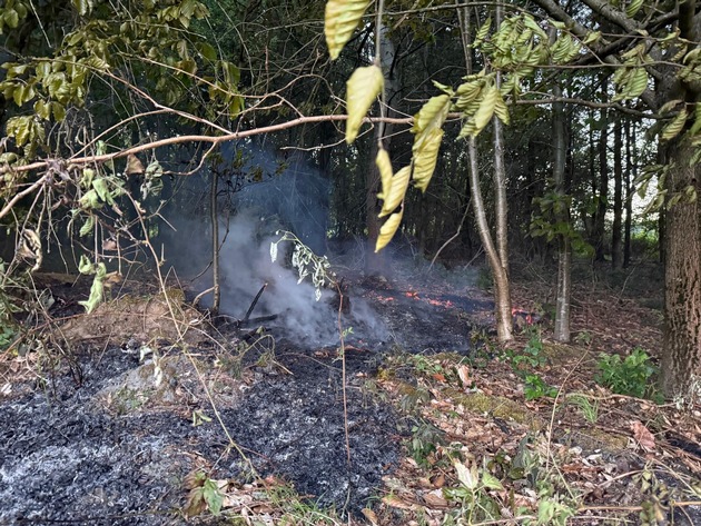FW Ense: Feuerwehr Ense löscht Waldbrand / Fahrlässigkeit vermutlich Ursache