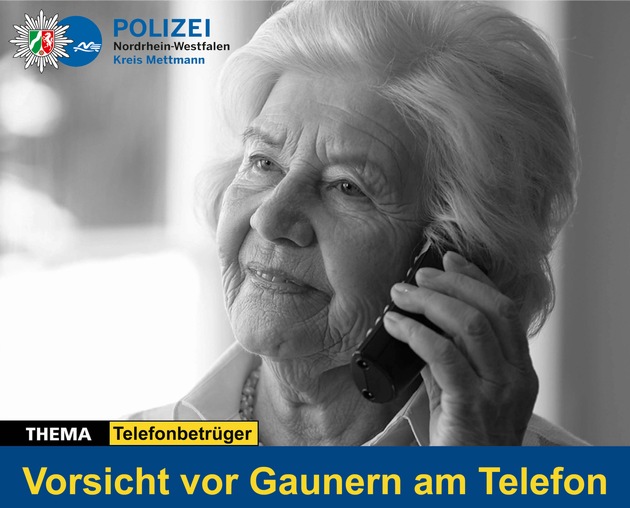 POL-ME: Telefonbetrüger haben es immer wieder auf Senioren abgesehen - aktueller Fall vom Freitag leider erfolgreich ! - Hilden / Kreis Mettmann - 1901127