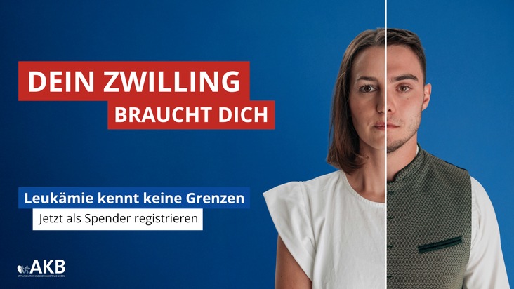 Stiftung Aktion Knochenmarkspende Bayern e.S.: Dein Zwilling braucht dich: Emotionale AKB-Kampagne gegen Leukämie zeigt Spender-Empfänger-Geschichten und ruft zur Registrierung als Stammzellspender auf
