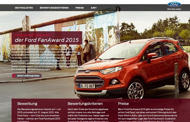 Finalisten des Ford FanAward 2015 stehen fest