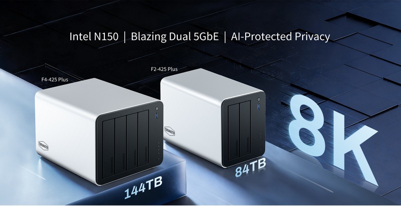 TerraMaster Technology Co., Ltd: TerraMaster F4-425 Plus und F2-425 Plus starten: Intel N150 Hybrid-NAS mit Dual-5GbE, AI-Datenschutz und bis zu 144 TB erweiterbarem Speicher