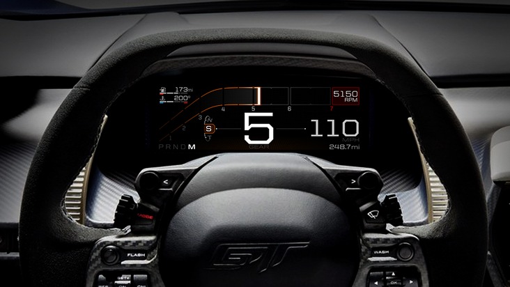 Ford-Werke GmbH: Ford GT: Digitales Zehn-Zoll-Instrumenten-Display gibt einen Vorgeschmack auf den Armaturenträger der Zukunft