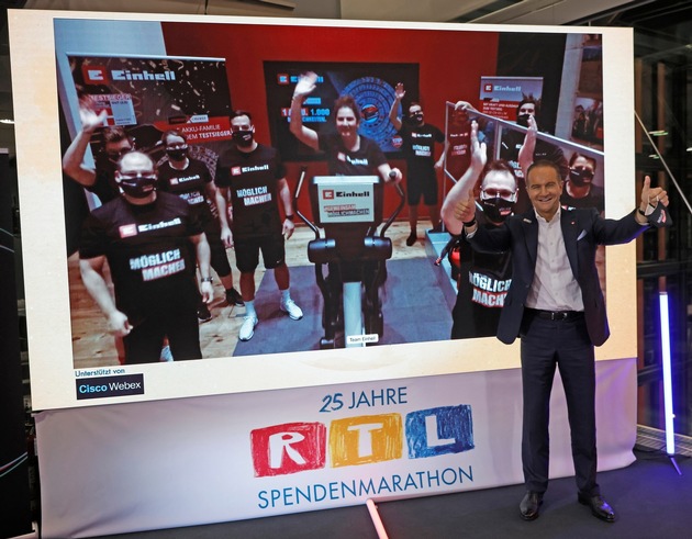 Ein voller Akku für den guten Zweck: Einhell spendet 200.000 EUR beim RTL-Spendenmarathon