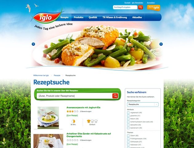 Modern, benutzerfreundlich, lecker: iglo Website präsentiert sich in neuem Look (BILD)