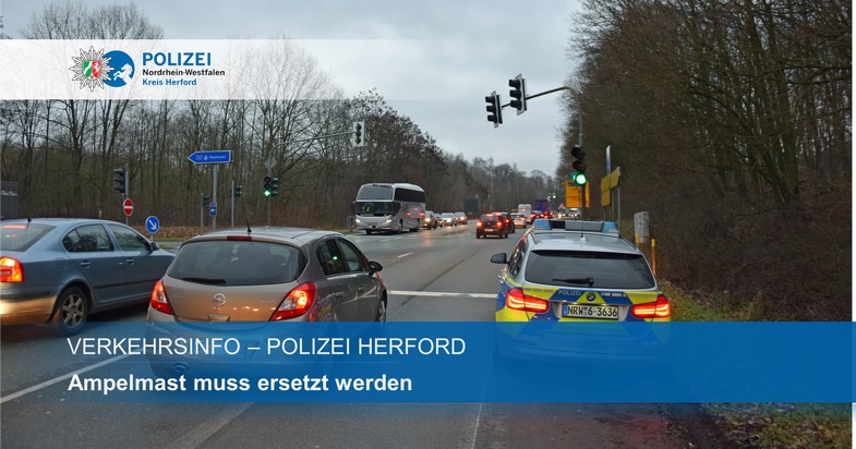 POL-HF: Verkehrsinfo Polizei - Ampelmast verdreht