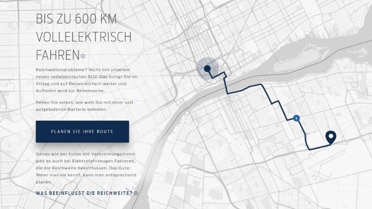 Ford-Werke GmbH: Neue Internet-Funktion von Ford zeigt: So weit können Sie künftig mit einem Batterie-elektrischen SUV von Ford fahren