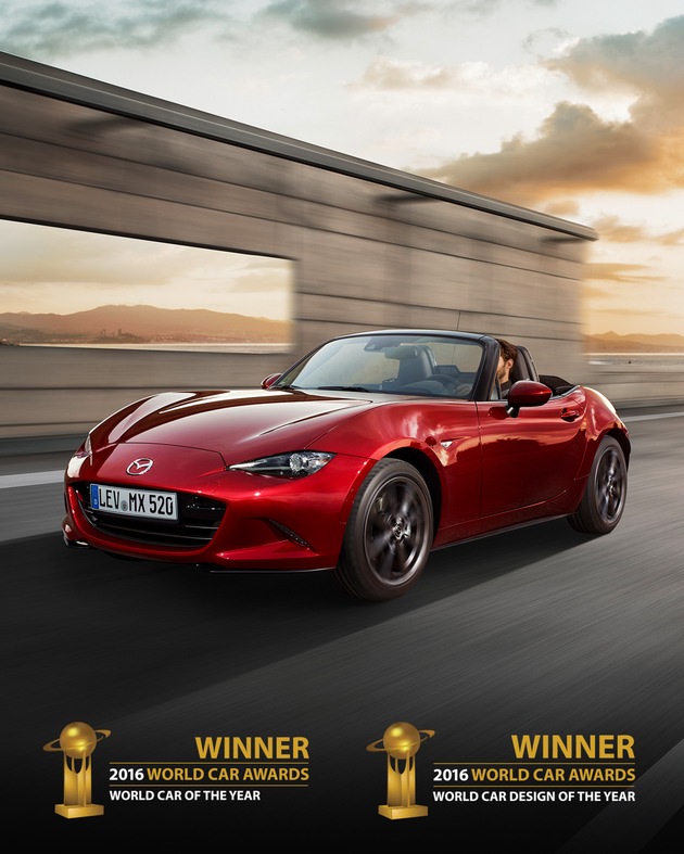 Mazda MX-5 gewinnt sowohl &quot;2016 World Car of the Year&quot; als auch &quot;World Car Design of the Year&quot;