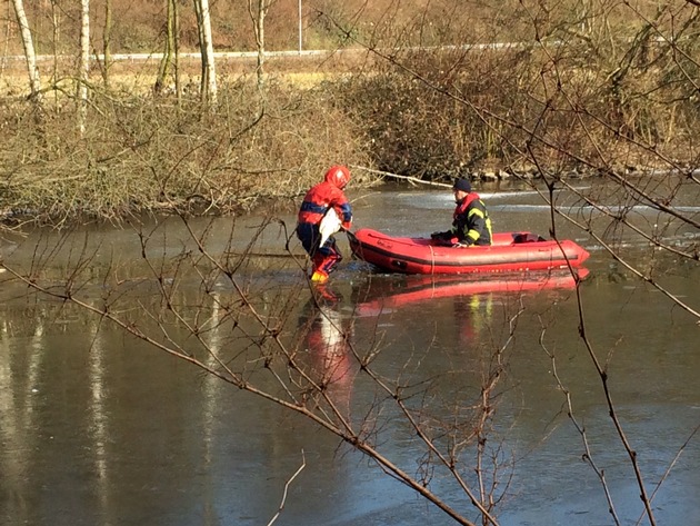 FW-MH: Verletzter Schwan im Eis - Tierrettung an der Ruhr #fwmh