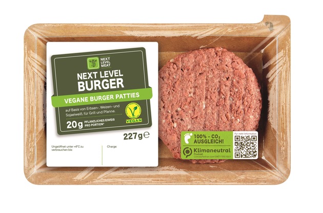 &quot;Next Level Meat&quot;: Vegane Burgerpatties und veganes Hack von Lidl werden klimaneutral / Lidl spart zusätzlich Plastik durch nachhaltigere Verpackung der &quot;Next Level Meat&quot;-Produkte