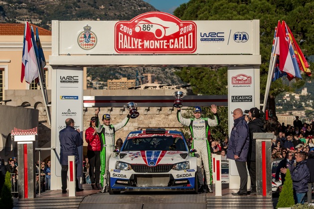 Rallye Monte Carlo: SKODA Werksfahrer Jan Kopecký gewinnt an seinem Geburtstag die WRC 2-Kategorie (FOTO)