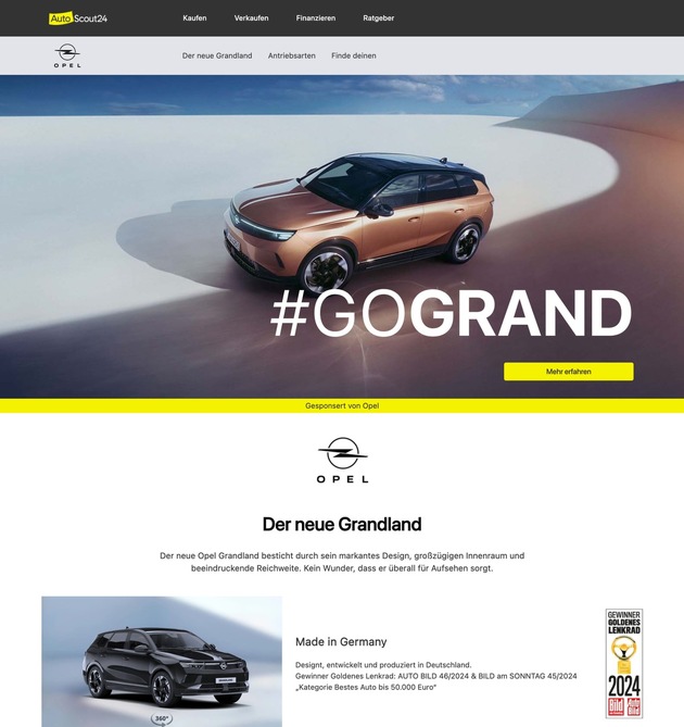 Digitaler Hersteller-Showroom: Opel setzt als erster Partner auf den neuen Brand Hub von AutoScout24 Media
