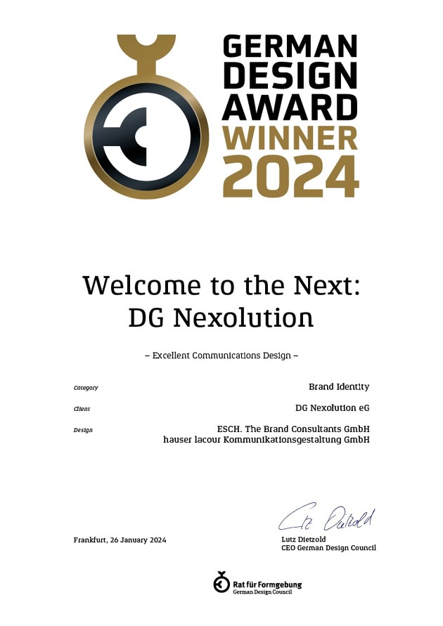 DG Nexolution gewinnt German Design Award 2024