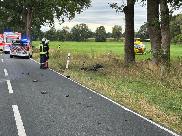 FW-ROW: Schwerer Verkehrsunfall auf der Kreisstraße 139 - Motorradfahrer schwer verletzt +++ Katze in misslicher Lage