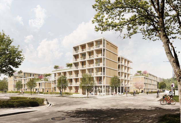 CampusRO: Deutschlands erstes Holzhybrid-Studenten-Quartier mit DGNB-Platin-Zertifikat entsteht in Rosenheim