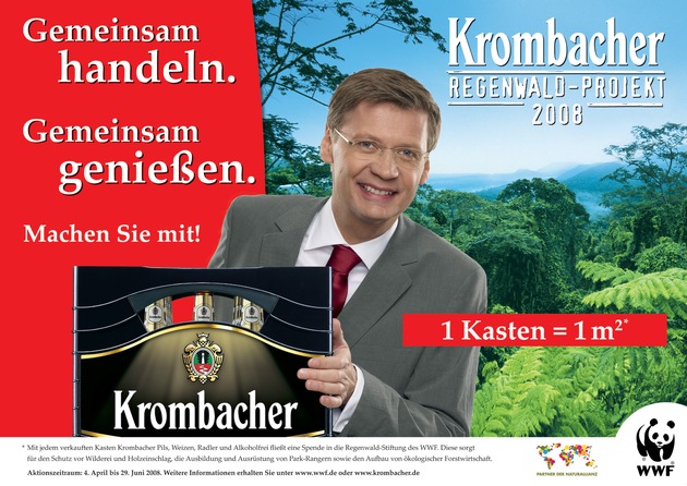 Das Krombacher Regenwald-Projekt 2008 am Start / Gemeinsamer Aufruf von Krombacher und WWF zum Schutz des Regenwaldes in Afrika / TV-Moderator Günther Jauch als Testimonial einer nationalen Kampagne