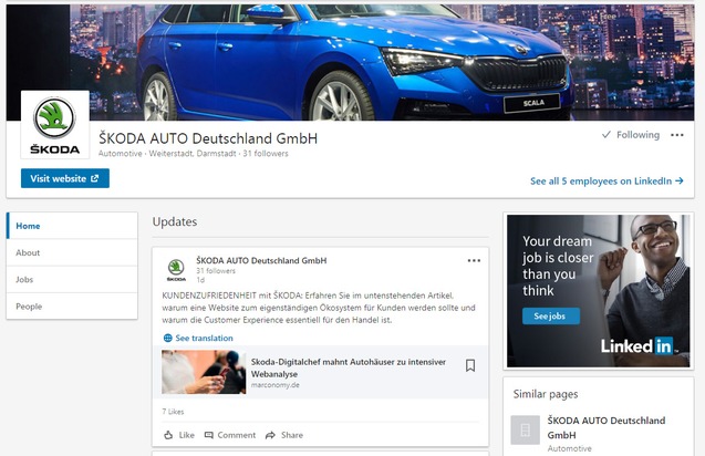 SKODA AUTO Deutschland erweitert seine Online-Präsenz um Business-Netzwerke XING und LinkedIn (FOTO)