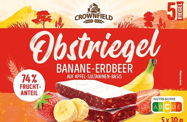 Der Hersteller Nutrisun GmbH & Co. KG informiert über einen Warenrückruf des Produktes / "Crownfield Obstriegel Banane-Erdbeer, 5x30g"