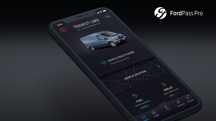 Ford-Werke GmbH: Neue App "FordPass Pro" vernetzt Betreiber kleinerer Flotten mit maximal fünf Ford-Fahrzeugen (FOTO)