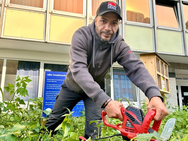 Es brummt und blüht: Erstes a&amp;o Insektenhostel für mehr Bio-Diversität in Frankfurts Stadtteil Galluswarte