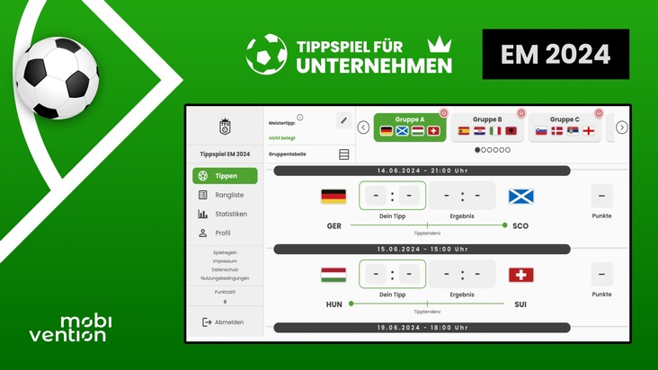 mobivention GmbH: EM Tippspiel 2024 für Agenturen & Unternehmen