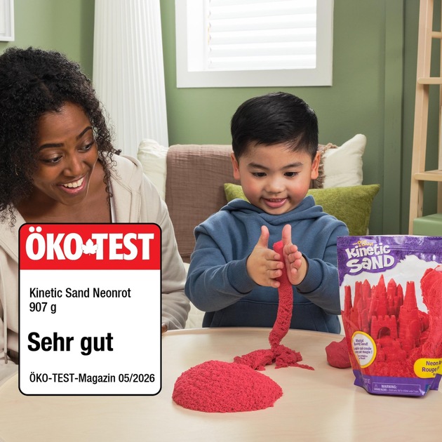 Pressemeldung Spin Master | Ökotest Siegel für Kinetic Sand Neonrot