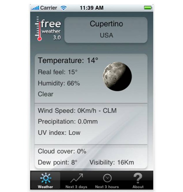Den Wetterbericht für die nächsten Stunden in der Hosentasche: Free Weather 3.0