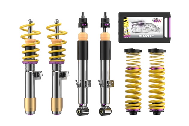 Available now for BMW M3 (G80) and BMW M4 (G82): Compression and rebound adjustable KW V3 coilover suspension kit