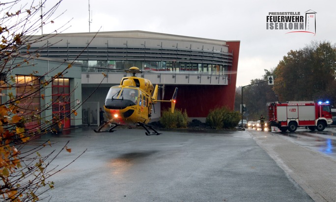 FW-MK: Rettungshubschrauberlandung an der Feuerwache